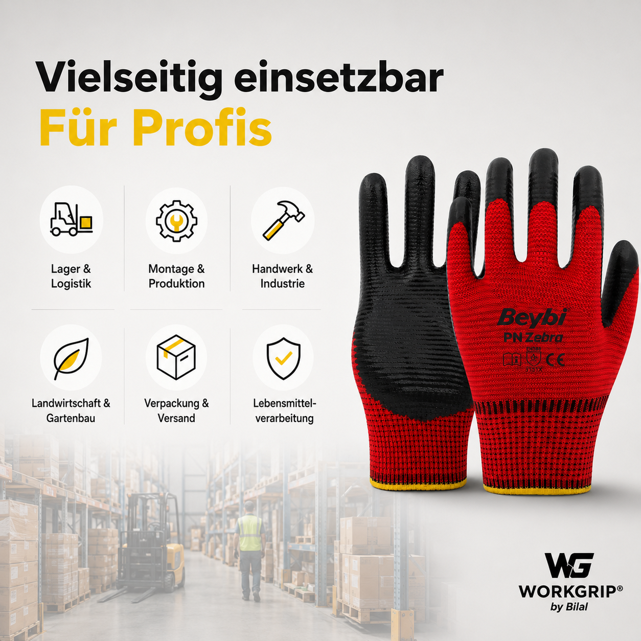 WorkGrip Basic PN Zebra – Nitril Arbeitshandschuh