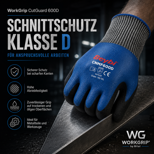 WorkGrip CutGuard 600D – Schnittschutz-Arbeitshandschuh