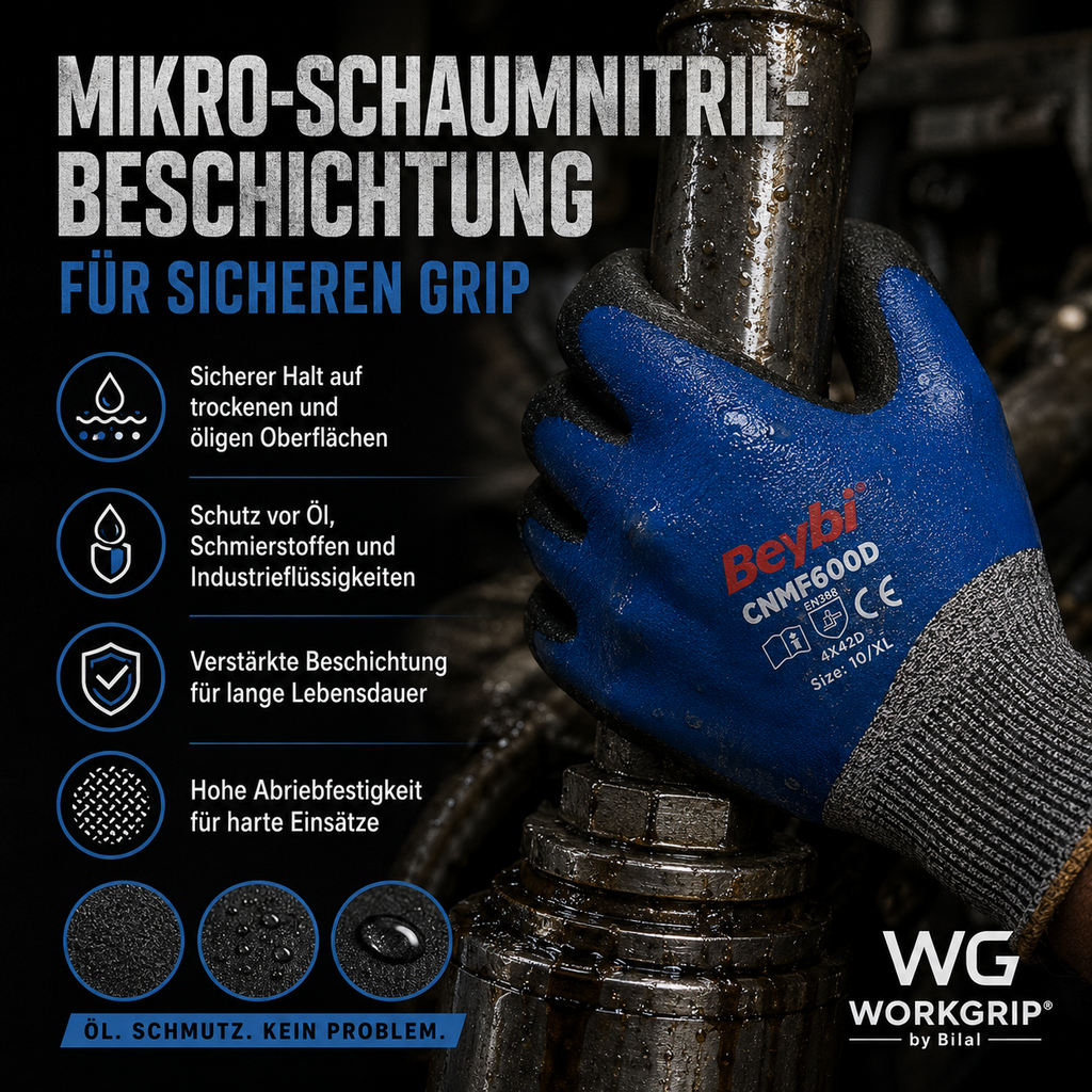 WorkGrip CutGuard 600D – Schnittschutz-Arbeitshandschuh