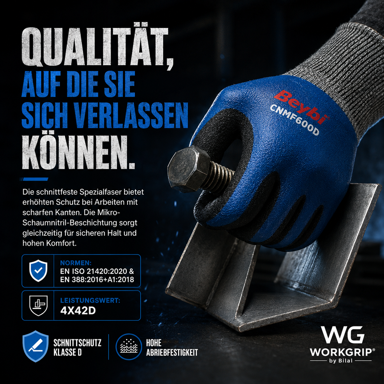 WorkGrip CutGuard 600D – Schnittschutz-Arbeitshandschuh